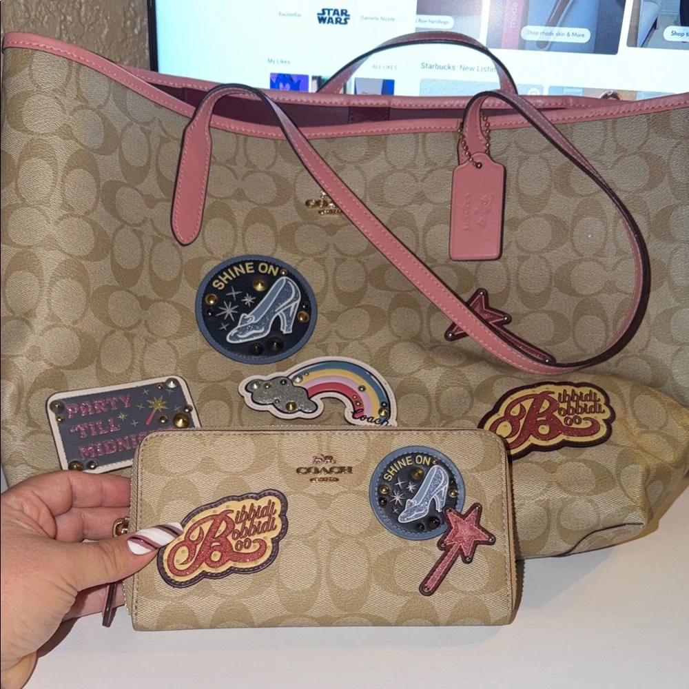 Coach X Disney Cinderella signature tote bag and wallet - Picture 1 of 12